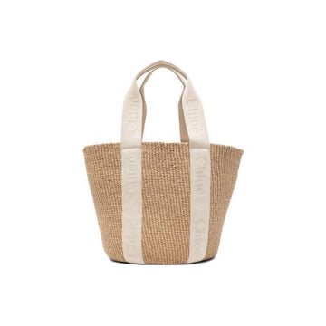 Chloe 26SS Logo Strap Large Woody Basket Bag Cloudy Cream CHC23AS380L18 20S 150477618