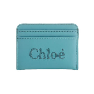 CHLOE ロゴ刺繍カード財布アクア CHC23SP868I10 46K 150473300