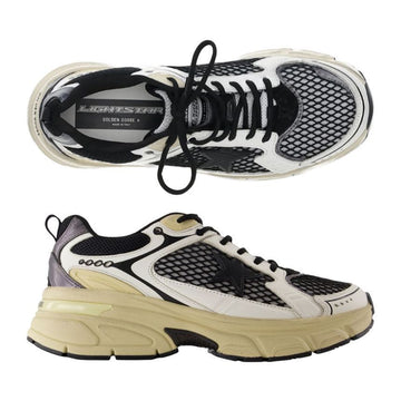 GOLDEN GOOSE ライトスタ メッシュ レースアップ スニーカー ホワイトブラック F007334 1054 150479863