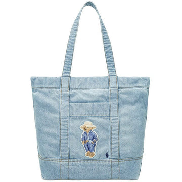 Polo Ralph Lauren 25FW Bear Patch Pony Embroidery Medium Tote Bag Washed Denim 428960637 001 150391891