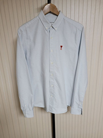 AMI Gingham Small Heart Embroidery Shirt 39 154620848
