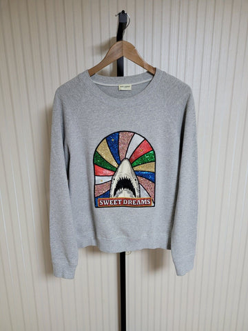 SAINT LAURENT グレーシャークパッチスウェットシャツ M 154620888