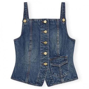 Ganni HEAVY WASHED DENIM TOP DARK BLUE J1580 567 152204103