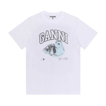 Ganni Short Sleeve T-Shirt with Duck Logo Print 138567108