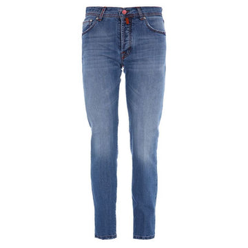 KITON Denimhose mit Lederpatch rot J0741B 02 02 49671555