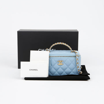 CHANEL Caviar Vanity Top Handle Shoulder Crossbody Bag 154221125