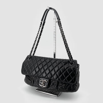 CHANEL Vintage Silver-Tone Flap Shoulder Bag 154660849