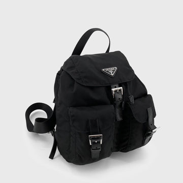 Prada Rina Nylon Triangle Logo Backpack Black 1BZ677 154661025