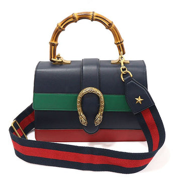 Gucci Navy Leather Dionysus Bamboo Top Handle Medium 2WAY 448075 154661147