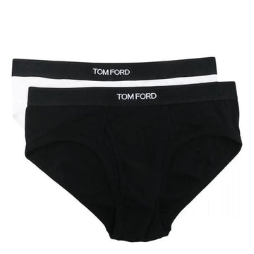 Tom Ford Logo Cotton Brief Black White 2 Pieces 154661256
