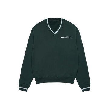 SPORTY & RICH Serif Logo Bestickter V-Ausschnitt Sweatshirt VN871FO 61327418