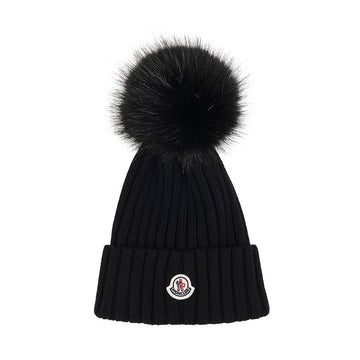Moncler Women's Logo Patch Pompon Beanie 154662721