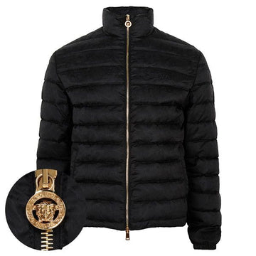 VERSACE 25FW ブラック バロック ジャカード グース ダック ダウン ジャケット 1020758 1A097851 B000 145064402