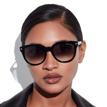 Tom Ford Sunglasses TF914 01B OLIVIA 02 Black Acetate Round 86679169