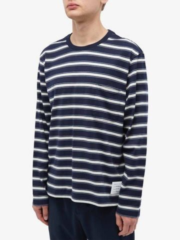 Thom Browne Stripe Oversized Long Sleeve T-Shirt 133044926