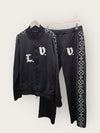 LOUIS VUITTON Schwarze LV Blumen Monogram Bänder Track-Jacke 132511436 [P]