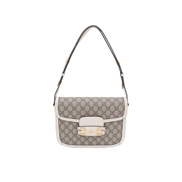 GUCCI 602204 Weiße GG Supreme Canvas 1955 Horsebit Schultertasche 19446582 154684479
