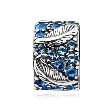 Pandora Curved Feather & Pavé Clip Silver Women's Bracelet Charm 139818562