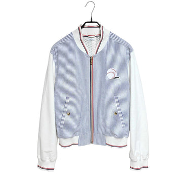Thom Browne Embroidered Seersucker Baseball Jacket 118804102