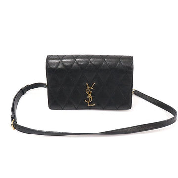 Saint Laurent Black Lambskin Gold-Toned Angie Diamond Quilted Chain Shoulder Bag 568906 154685049