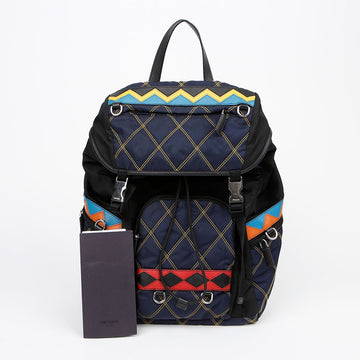 Prada Triangular Logo Patchwork Backpack 1BZ039 154387702