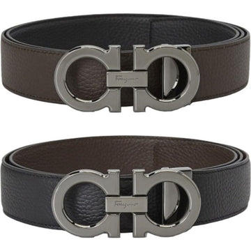 Salvatore Ferragamo Gancini Reversible Men's Belt 0689134 679710 Black Brown (Pre-Cutting) 154699599