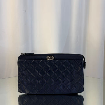 CHANEL Lambskin Boy Double Zip Pouch 154706811