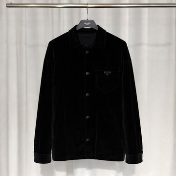 Prada Stretch Velvet Cotton Overshirt Jacket 105 154710328