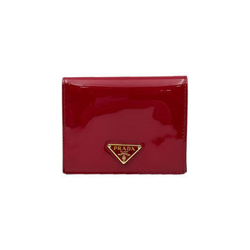 PRADA チェリーレッド ペイデント ゴールド レタリング ロゴ フラップ 財布 154740869