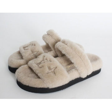 LOUIS VUITTON Komfortable Mul Sandalen mit Plüsch in Beige 37 154741595