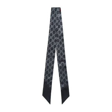 Gucci Black GG Print Silk Ribbon Scarf 148755553 [P]