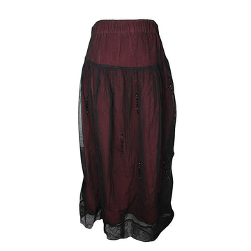 MaxMara Black Tulle Maroon Skirt 66 154750654