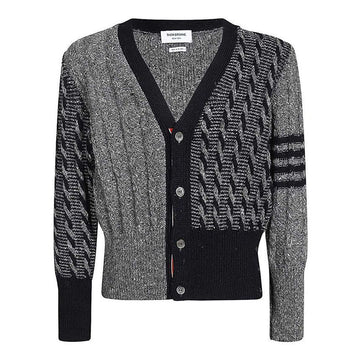 THOM BROWNE 23FW フォンミックス ツイスト ケーブル カーディガン メドグレー 035 61678333