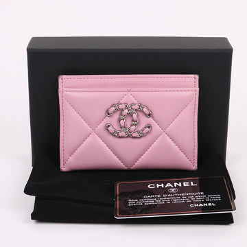 CHANEL Pink Card Holder with Silver Logo 154770608
