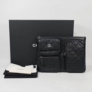 CHANEL Caviar Skin Multi Pocket Clutch Bag 154770681