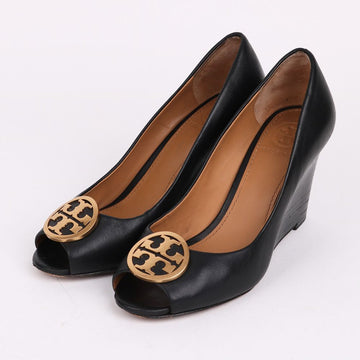 Tory Burch Black Leather Open-Toe Women's Shoes 154770721