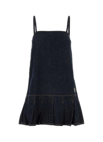 GANNI Denim-Träger Mini-Kleid 25SS Rinse Denim 151058262