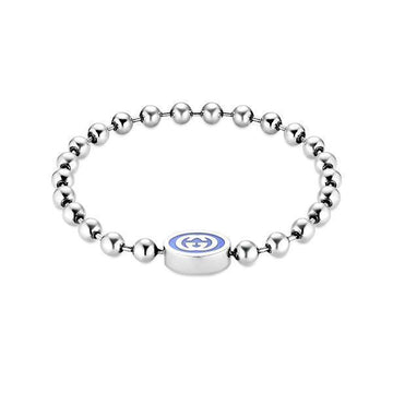 Gucci Interlocking G Enamel Ball Chain Silver Bracelet 63481345