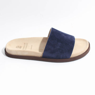 Brunello Cucinelli Suede Slippers Navy MZUSOLY236 CDB34 154772754