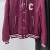 Celine Teddy Hood Back Logo Bomber Varsity Jacket Burgundy 154774352 [P]