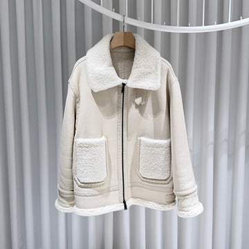 Fendi Reversible White Shearling Mustang Jacket A+/50 154781914