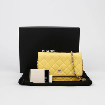 CHANEL A33814 Gelbes Leder Klassische Ketten Wallet Crossbody Bag 55481028