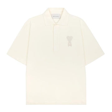 AMI Herzlogo Strickpatch Kurzarm Poloshirt 154525199