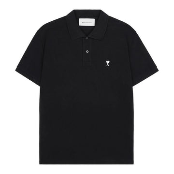 AMI Short Sleeve Polo T-Shirt with Heart Logo 154525194