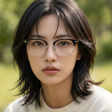 Tom Ford Blue Light Blocking Glasses Frame TF6001KB 005 Black Silver Thin Rim Asian Fit Square 138161232