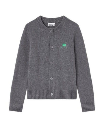 Ganni Charcoal Grey Wool Blend Cardigan K2592 220 151056977