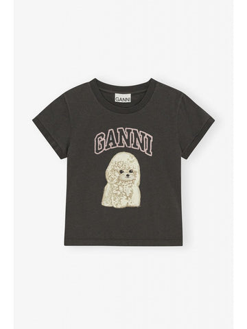 GANNI Schwarzes Poodle Grafik Crop T-Shirt T4239 252 151057099