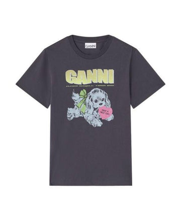 GANNI ブラック パピー Tシャツ グラフィック T4333 252 151056945