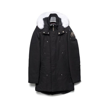 MOOSE KNUCKLES メンズ ホワイト ファー ダウン ジャケット 154854410