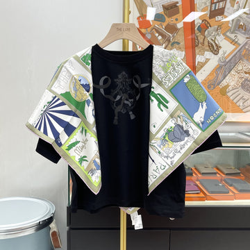 HERMES 90 On Est Bien Ici スカーフ カーキ/ホワイト H004298 154856613